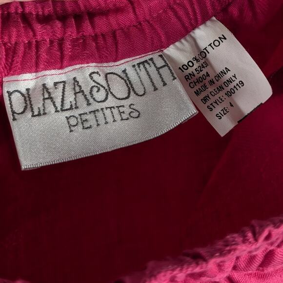 Plaza South Petites Size 4 Pink Jacquard Cotton Blazer Jacket Skirt Set Vintage - Picture 7 of 7